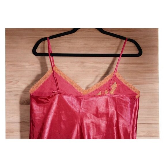 Valerie Stevens Satin Slip Dress Size M Red Lace Trim Vintage Y2K Lingerie - Picture 9 of 16